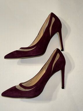 Sam Edelman Burgundy Suede Pointed-Toe Stiletto Pumps